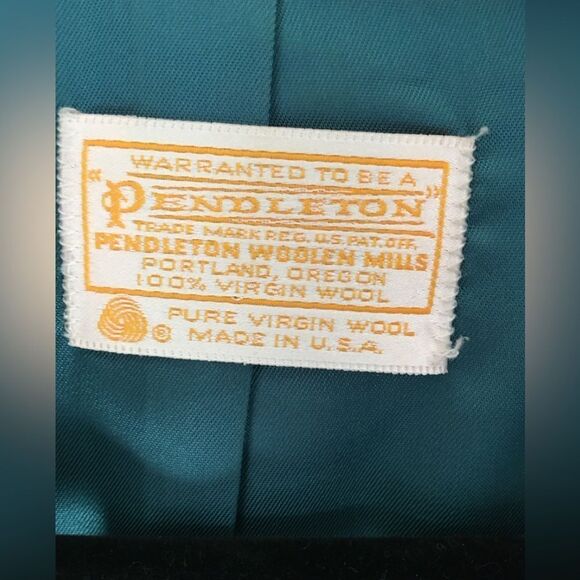 Vintage Pendleton Teal Houndstooth Wool Cropped Academic Blazer 4 - Picture 3 of 7